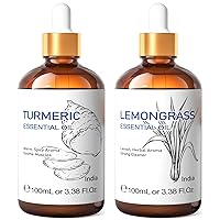 HIQILI Lemongrass Essential Oil and Turmeric Essential Oil, 100% Pure Natural for Diffuser - 3.38 Fl Oz