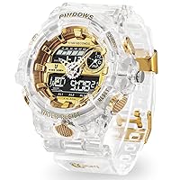 Mens Watch for Men Digital Sport Watch Gold Watches Waterproof Watches with 3 Alarms/Countdown/Stopwatch/Digital-Analog/Dual Time/Light/Military Multifunctional Wrist Watch
