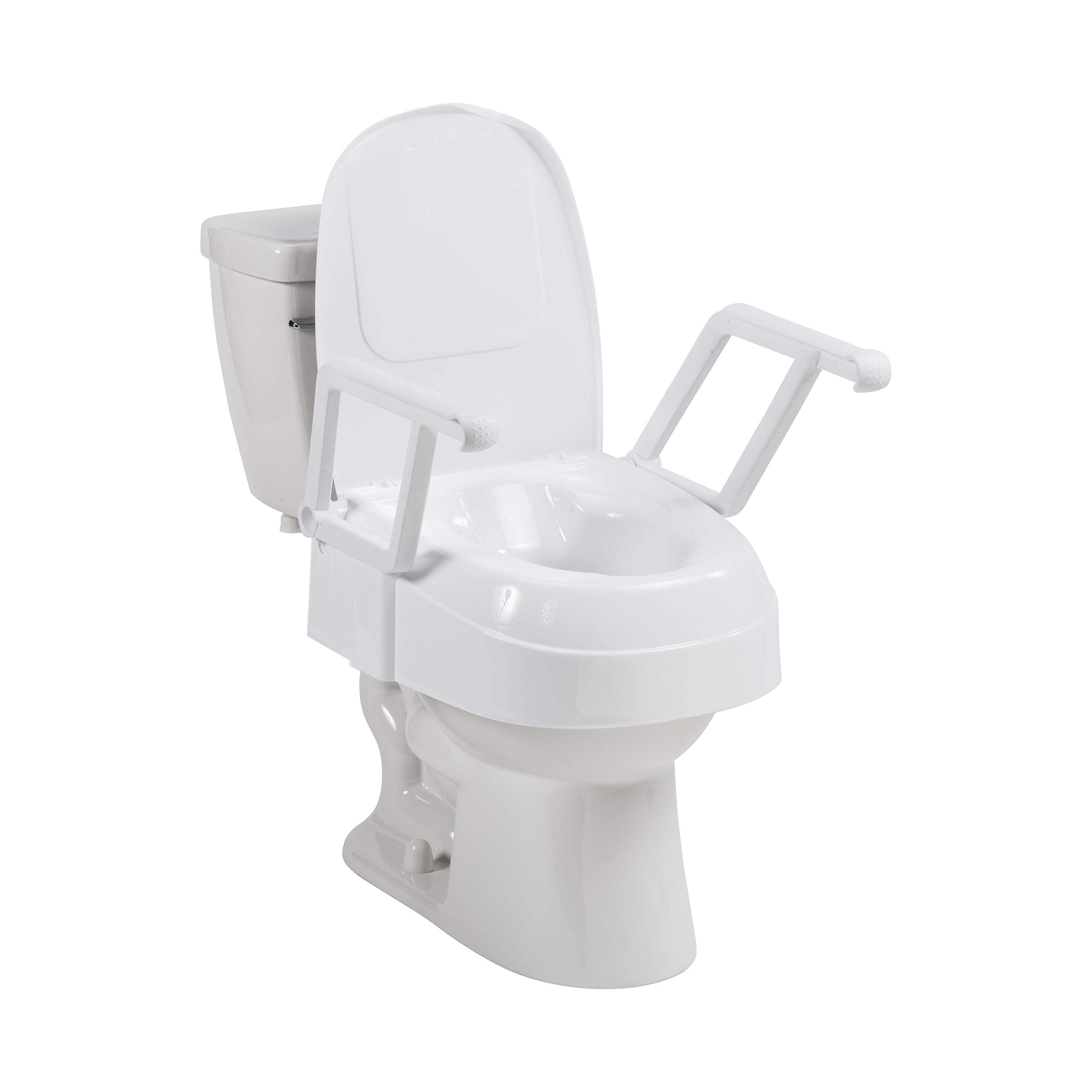 Drive Medical PreserveTech Universal Raised Toilet Seat With Handles, White