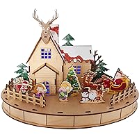 3D Wooden Puzzle, Dollhouse Miniature DIY LED House Kit Tiny House kit for Adults Children Cute Cartoon Christmas Decorations Gift for Birthday Thanksgiving Day Christmas