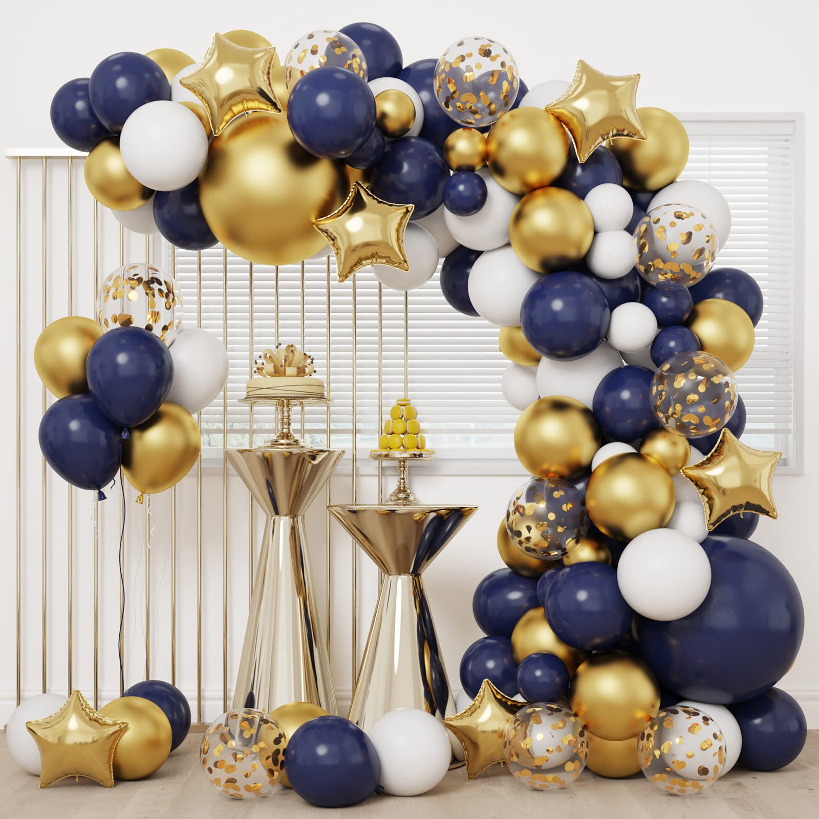 Mua RUBFAC Navy Blue Gold Balloon Garland Arch Kit, 167pcs Royal ...