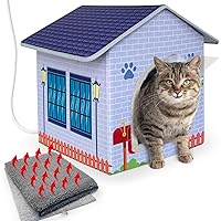 Heated Cat Houses for Indoor/Outdoor Cats with Heated Cat Bed Providing Safe Feral Cats, Easy to Assemble