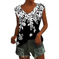 Flowy Tops for Women Summer Cap Sleeve V Neck Shirts Summer Floral Print Tee T Shirts Short Sleeve Pullover Blouses