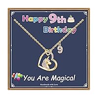 Hidepoo Birthday Unicorns Gifts for Girls - 14K Gold Plated Unicorn Necklace Birthday Gifts for 3-16 Year Old Girl Colorful CZ Heart Pendant Unicorn Necklace for Girls Gifts Jewelry