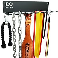 Double Circle Gym Rack Organizer with Hooks, Multi-Purpose Workout Gear Wall Rack Hanger for Home and Pro Gym Storage for Exercise Bands, Jump Ropes, Chains, Lifting Belts (17