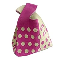 [Makuki] Knit Bag, Tote Bag, Crochet Crochet, Handbag, Small Size, Knit Bag, Women's, Lattice Pattern, Mini Bag, Striped Pattern, Solid Color