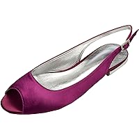 Womens Slingback Flat Sandals Peep Toe Slip On Flats Purple US 7