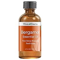 Viva Doria 100% Pure Bergamot Essential Oil, Undiluted, Food Grade, Italian Bergamot Oil, 4 Fluid Ounce (118 mL) Natural Aromatherapy Oil