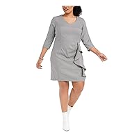 Betsey Johnson Women's Plus Size Menswear Dress with Ruffle Dress