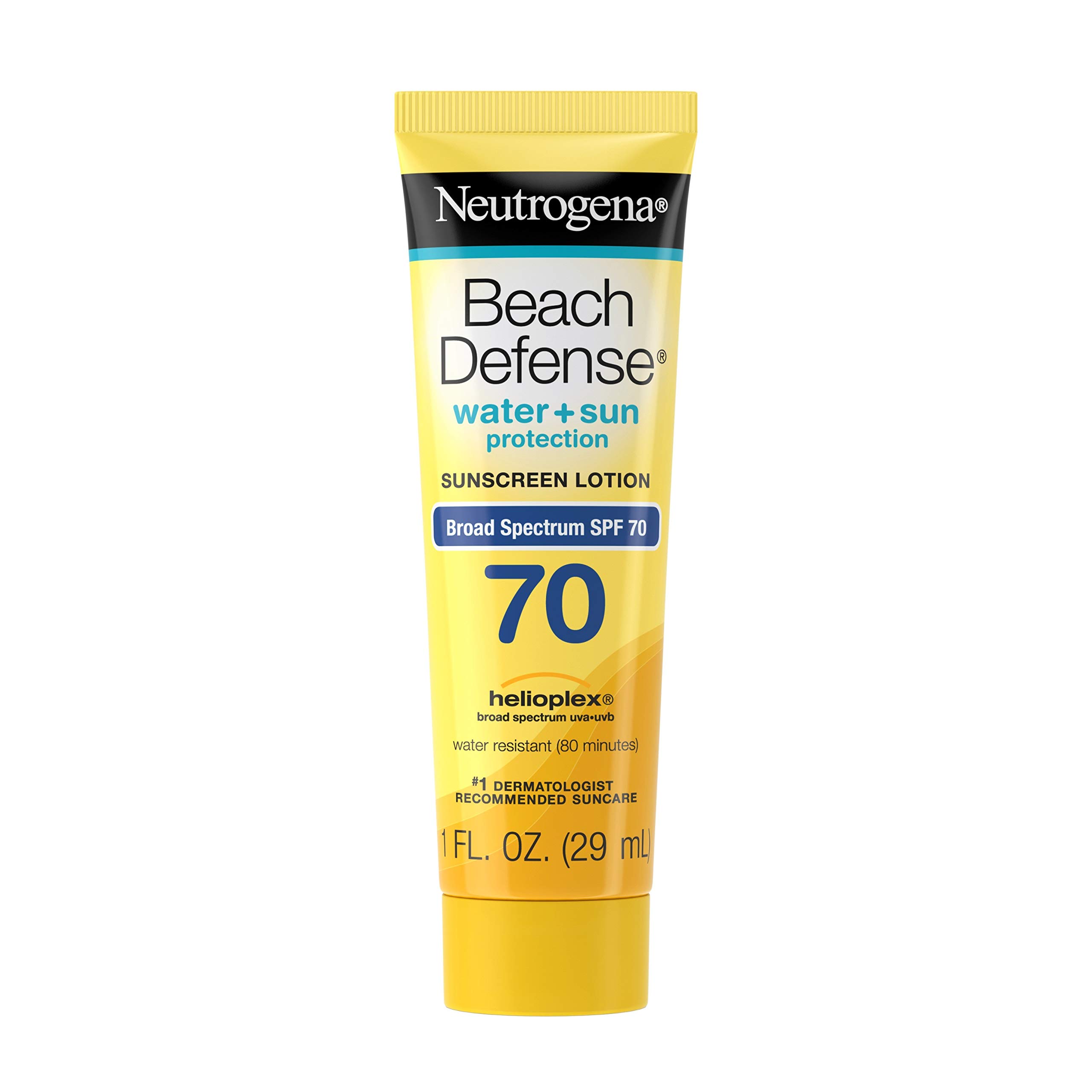 Neutrogena Beach Defense Water Resistant Sunscreen Body Lotion with Broad Spectrum SPF 70, Oil-Free and Fast-Absorbing, 1 Fl Oz (Pack of 48)