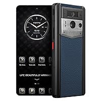 METAVERTU 2 Calfskin 5G AI Phone, Unlocked Android Web 3.0 Smartphone, 3 Systems, 50MP Camera, 120Hz 1.5K 1260×2800 AMOLED Display, Dual SIM, 65W Fast Charge (Blue(Silver Case), 512 GB)