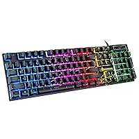 Wired Crack Rainbow Gaming Keyboard, 104 Keys Light Up Mechanical Feeling Computer Keyboard, Wired Gaming Keyboard for PC MAC Xbox Gamer(Black)