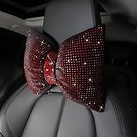 Diamond Crystal Bowknot Car Neck Pillow: Rhinestone Auto Headrest Seat Support & Waist Pillows - Bling Car Accessories for Women (Color)