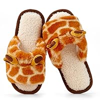 Women's Fuzzy House Slippers Cozy Animal Plush Home Slippers for Women and Men Open Toe House Shoes Memory Foam Slip on Anti-Skid Sole Indoor Outdoor