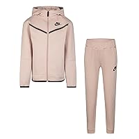 Nike Girl's Sportswear Tech Fleece Hoodie and Pants Set (Toddler/Little Kids) Pink Oxford 1 4 Little Kid