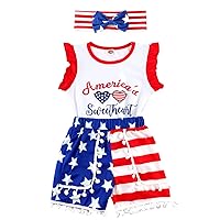 Baby Girl Summer Clothes Newborn Infant Girls Outfits Ruffle Romper and Shorts with Headband Sets 0-24 Months