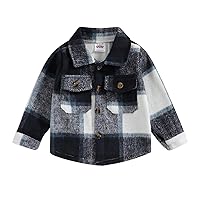 Toddler Baby Flannel Jacket Baby Boy Girl Plaid Coat Button Down Kids Fall Winter Outerwear
