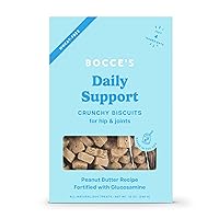 Bocce's Bakery Hip Daily Support Treats for Dogs, Wheat-Free Dog Treats, Made with Real Ingredients, Baked in The USA, Supports Joint Health, All-Natural Peanut Butter Biscuits, 12 oz