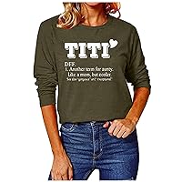 Womens Long Sleeve Tops With Cats Women Winter Fashion Round Neck Casual Sweatshirt Letter Printed Long-Sleeve