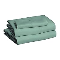 Amazon Basics Lightweight Super Soft Easy Care 3 Piece Microfiber Bed Sheet Set with 14” Deep Pockets - Twin, 3 Count (Pack of 1), Emerald Green, Solid