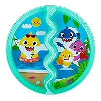 The First Years Pinkfong Baby Shark Divided Suction Plate- Dishwasher Safe Baby Plates with Suction Cups - Baby Feeding Essentials for Solid Food Baby Led Weaning