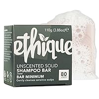 Ethique Bar Minimum - Unscented Solid Sulfate free Shampoo Bar for sensitive Scalps - Vegan, Eco-Friendly, Plastic-Free, Cruelty-Free,3.88 oz (Pack of 1)