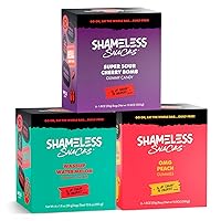Shameless Snacks - Low Carb Keto Gummies Gluten Free Candy Bundle - Peach, Watermelon, Cherry Bomb