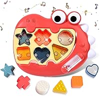 Hibility Light up Musical Shape Sorter Toys for Toddlers 1 Year Old Baby Montessori Learning Cause and Effect Toys for Baby Boys Girls 12-18 Months-Pink