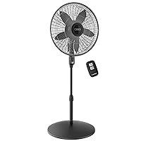 Lasko Oscillating Pedestal Fan, Adjustable Height, Remote Control, 4 Speeds, for Bedroom, Living Room, Home Office and College Dorm Room, 18