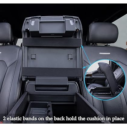 JDMCAR Center Console Cushion Compatible with 2015-2020 Ford F150 / 2017-2022 F250 F350 F450 and 2018-2023 Expedition Accessories, Customized PU Leather Armrest Cover Protector (Bucket Seat Only)