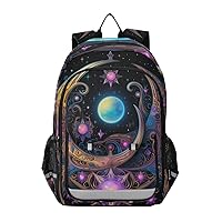 ALAZA Alchemy Crescent Moon and Stars Laptop Backpack Purse for Women Men Travel Bag Casual Daypack with Compartment & Multiple Pockets