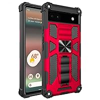 Case for Google Pixel 7/Pixel 7 Pro, Military Grade Shockproof Tough Armour Heavy Duty Hard Metal Men Mobile Phone Cover, with Hidden Folding Bracket Protective Shell,Red,Pixel 7 Pro