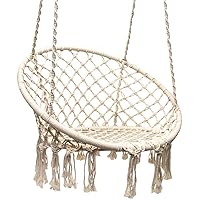 Sorbus Stylish Boho Swing Chair- Premium Cotton Ceiling Chair for Durability- Decorative Macrame Hanging Hammock Chair - Use Indoor, Outdoor, Chair, Patio, Porch, Garden, Meditation, Gifts- Max 250Lbs
