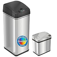 Touchless Trash Can Combo Pack - 13 Gal & 2 Gal, Odor Control System, Stainless Steel, Kitchen and Bathroom Set