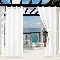 Waterproof Outdoor Curtain W52 x L84 - Grommet Top Sunlight Blocking Window Treatment Drapes Blackout Curtains for Home Bedroom Living Room Outdoor Patio Porch Pergola Cabana Gazebo (Pure White)