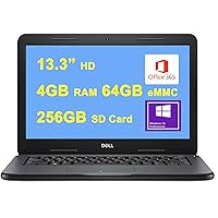 Dell Flagship Latitude 3000 3310 Business 13 Laptop 13.3” HD Display Intel Celeron 4205U 4GB RAM 64GB eMMC + 256GB SD Card Intel UHD Graphics 610 Office365 Win10 Pro (Renewed)