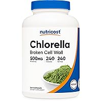 Chlorella Capsules 500mg, 240 Vegetarian Capsules - Non-GMO and Gluten Free