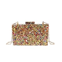 Lanpet Women Evening bag Multicolor Acrylic Marbling Clutch Purses Perspex Handbags