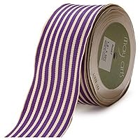 May Arts 1-1/2-Inch Wide Ribbon, Purple Grosgrain Stripe