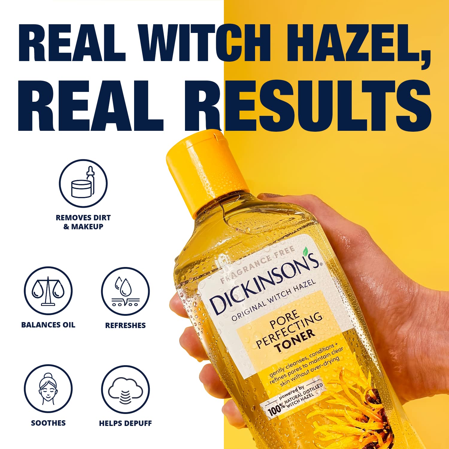 Dickinson's Original Witch Hazel Pore Perfecting Toner, 100% Natural, 16 Ounce Fragrance free