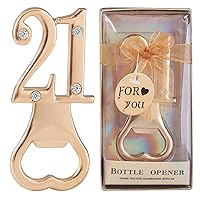 24 Pack Creative Bottle Openers for 21th Birthday Party Favors or 21th Wedding Anniversary Party Gifts Black and Gold Themed Birthday Party Favors Souvenirs Decorations for Guests (24, Golden-21th)