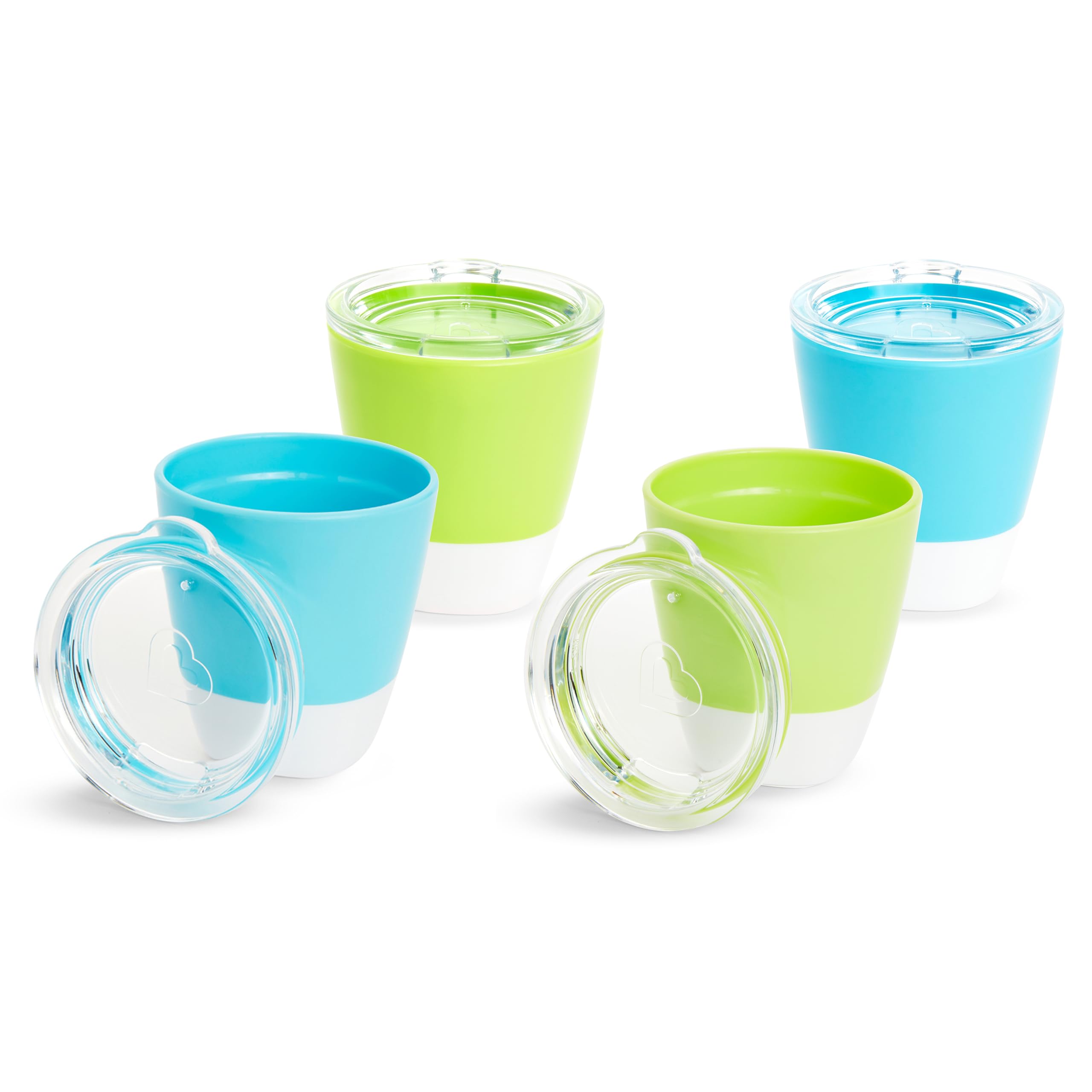 Munchkin® Splash™ Open Toddler Cups with Training Lids, 7 Ounce, 4 Pack, Blue/Green
