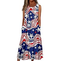Women's Spring Dresses 2024 Casual Fashion Sleeveless Pullover Dresses Printed with Pockets Dresses, S-3XL