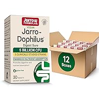 Jarro-Dophilus Digest Sure Tablets, 5 Billion CFU Supplement for Immune Support, 30 Bilayer Tablets, 30 Day Supply(Pack of 12)