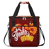 Happy Thanksgiving Tom Turkey Coffee Maker Carrying Bag Compatible with Single Serve Coffee Brewer Travel Bag Waterproof Portable Storage Toto Bag with Pockets for Travel, Camp, Trip