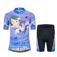 Cycling Jersey Kids,Short Sleeve Cartoon Road Mountain Bike Jersey Set/Top/Short for Girls Boys Breathable