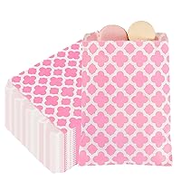Restaurantware 7 x 5 Inch Cookie Bags 100 Biodegradable Paper Treat Bags - Use As Party Favors Or Candy Bags Food Safe Pink With Asian Monogram Paper Food Bags For Baked Goods For Buffets Or Parties
