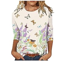Flowy Tops for Women Crew Neck Plus Size Boyfriend Style Hiking Shirt Fit Pull On Work Blouses Tops