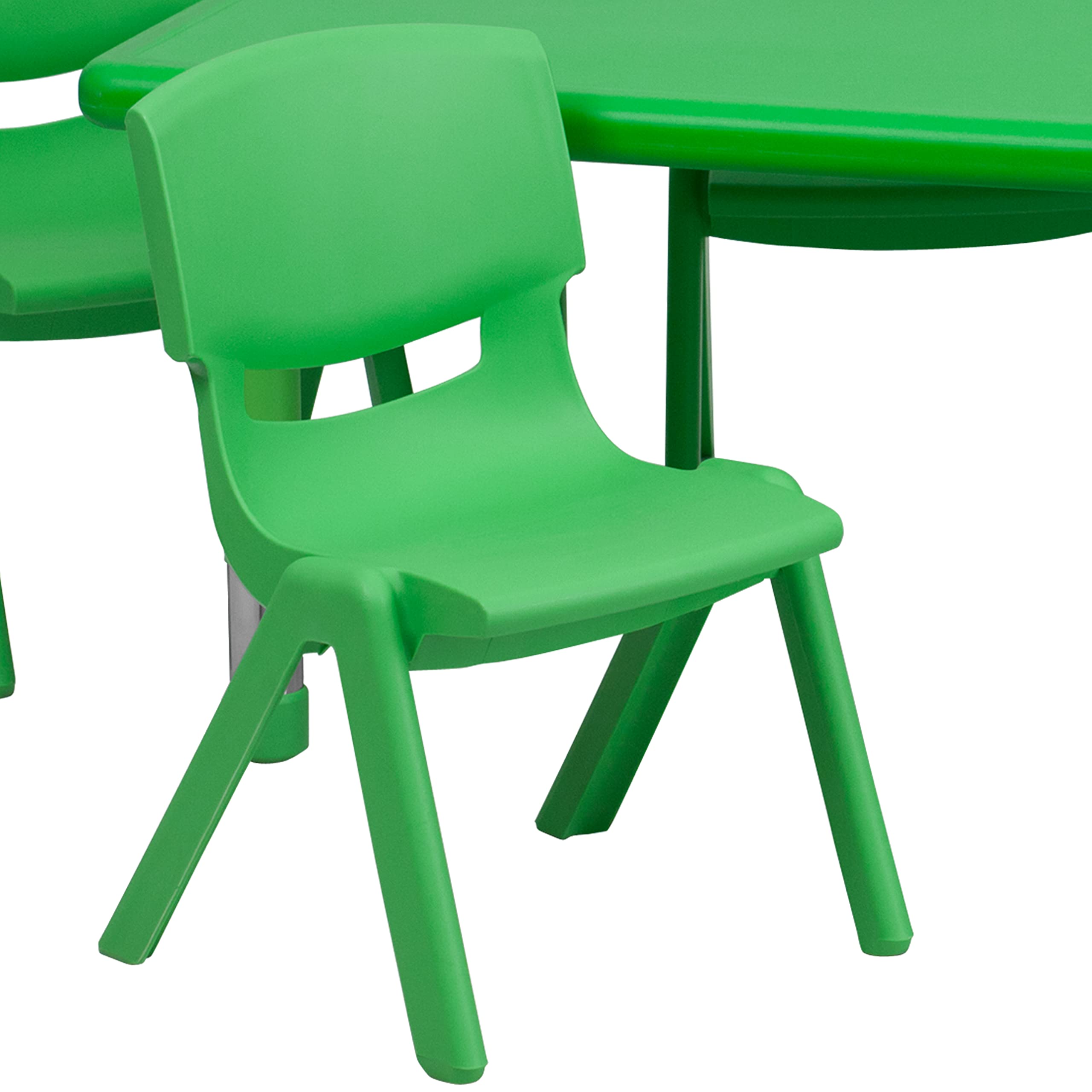 Flash Furniture 24''W x 48''L Rectangular Green Plastic Height Adjustable Activity Table Set with 6 Chairs