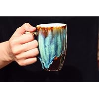 Coffee lover gift, Psychedelic green mug, pottery mug, handmade ceramic mug, coffee mug pottery, Custom coffee mug, Unique mug, unique gift